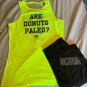 Are donuts paleo?? Victoria secret shirt with cut out in the back & VS pants